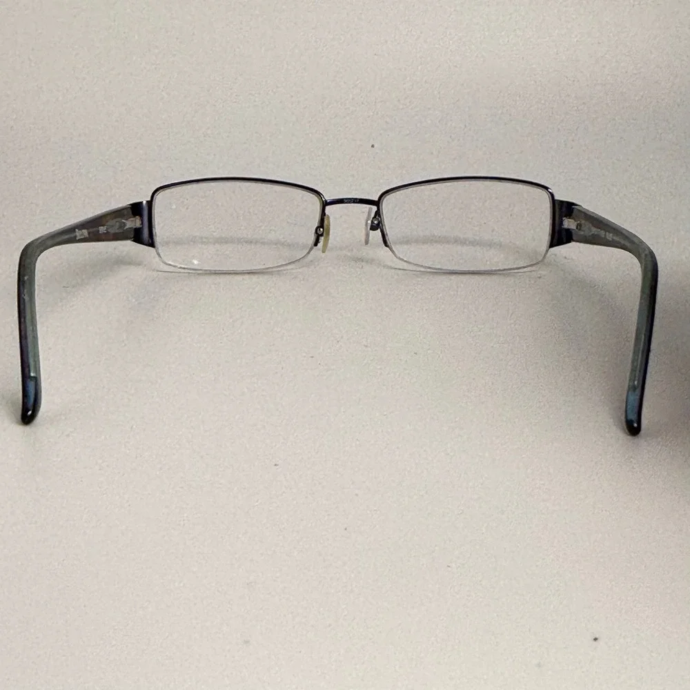 Bulova Erie Blue Semi Rimless Eyeglass Frames Tortoise Temples 50-17-135